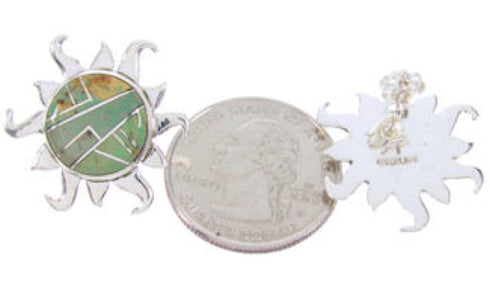 Southwestern Turquoise Sterling Silver Sun Post Earrings AW68265